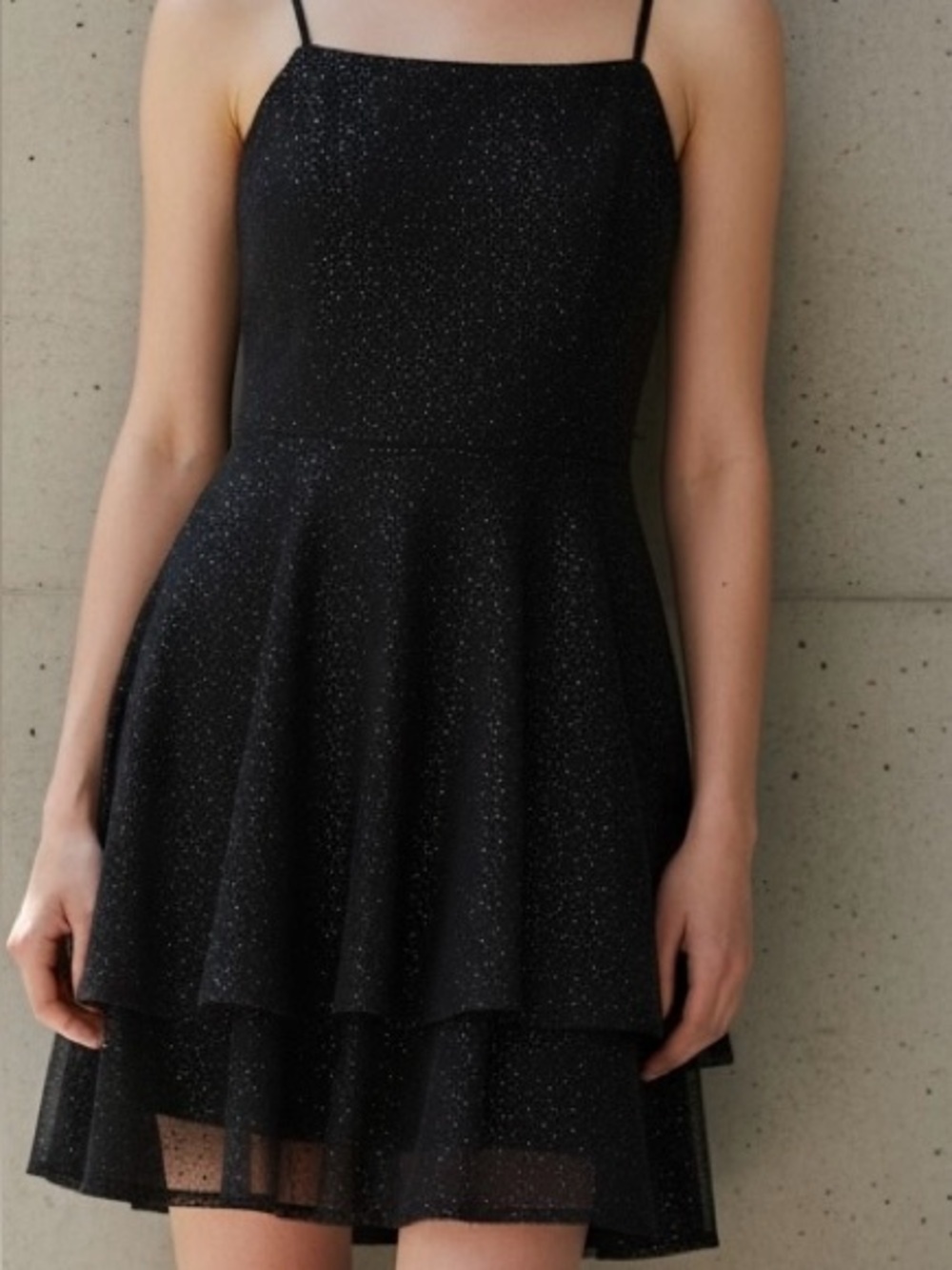 Row A Black Sleeveless Sequin Glitter Party Cocktail NYE Lace Skater Dress sz XL